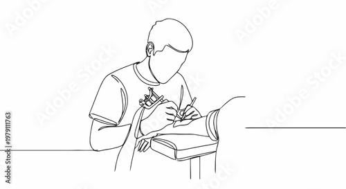 sketch of a young man sitting on a chair