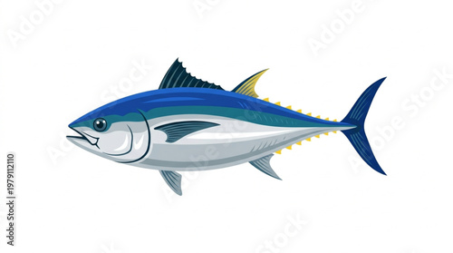 Fresh Bluefin Tuna Fish Illustration Isolated on White Background