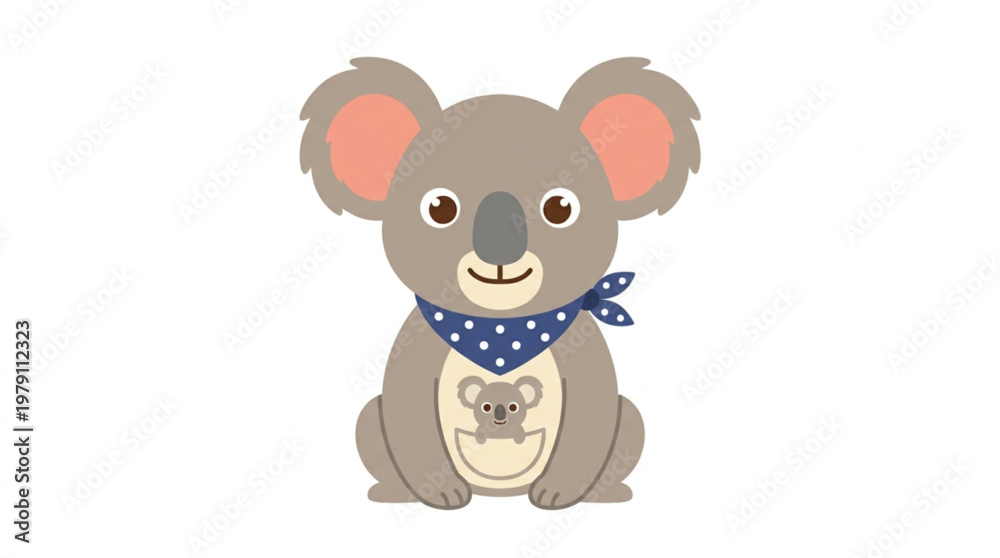 Obraz premium Cute Koala Bear Character with Blue Scarf Illustration