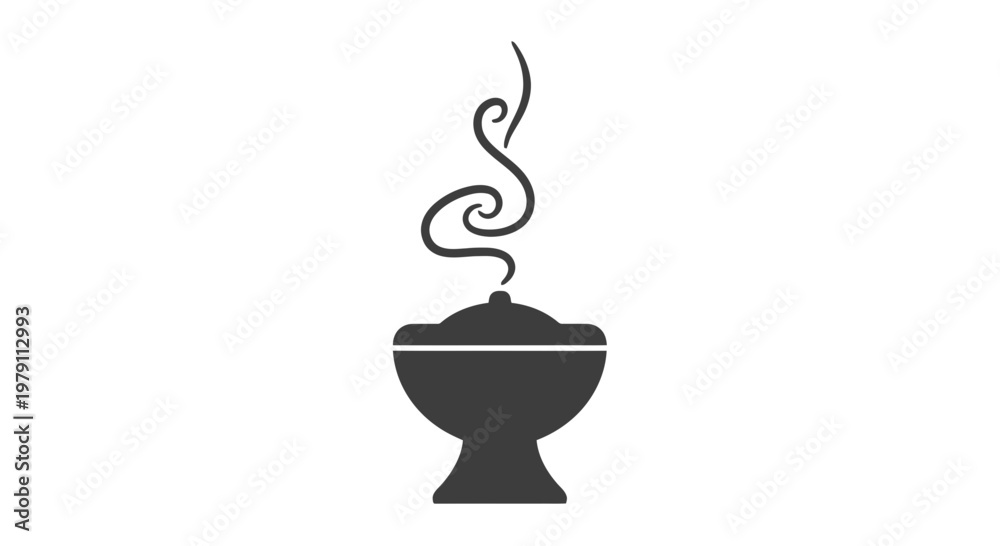 Fototapeta premium Incense Burner with Rising Smoke Illustration.
