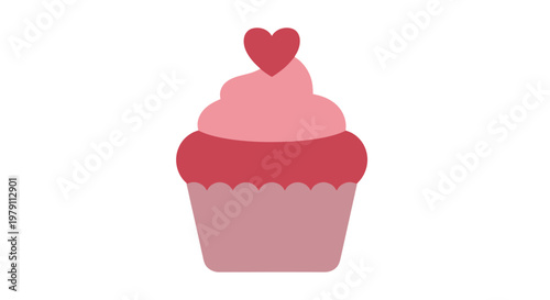 Pink Cupcake with Heart Decoration.