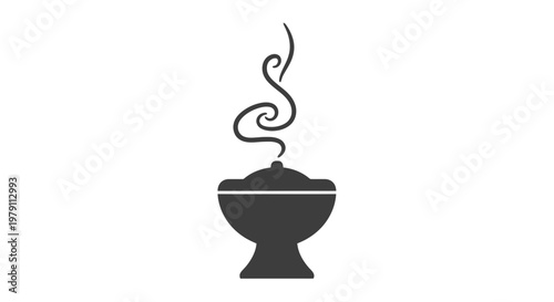 Incense Burner with Rising Smoke Illustration.