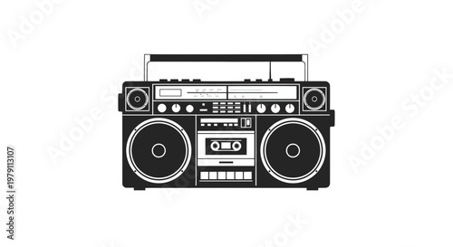 Retro Boombox with Cassette Player.