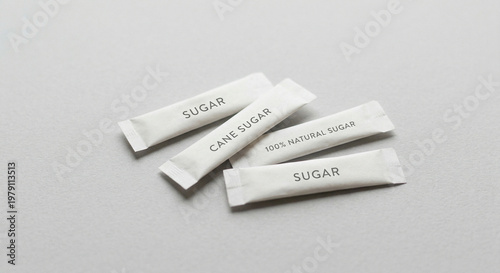 Sugar packets with cane sugar and natural sugar labels