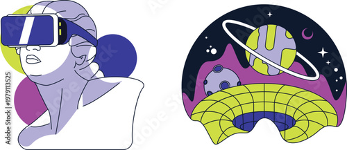 Diagram of a human figure and a brain with highlighted brain regions