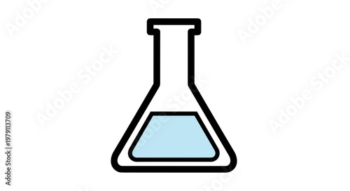 Laboratory Erlenmeyer Flask with Liquid.