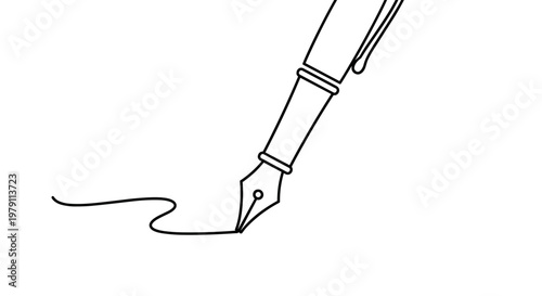 Fountain pen nib writing line.