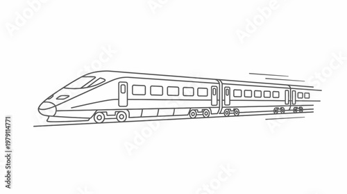 Sleek modern high-speed train line art illustration.