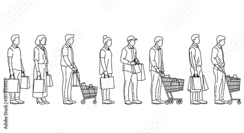 People in a shopping queue waiting their turn at the checkout line