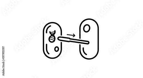 Gene editing, DNA transfer between cells, genetic engineering concept icon