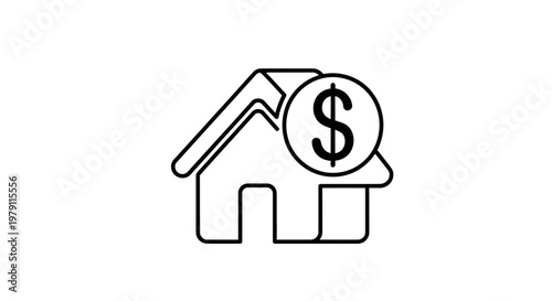 House with Dollar Sign Icon: Real Estate Investment, Property Value, Mortgage, Finance