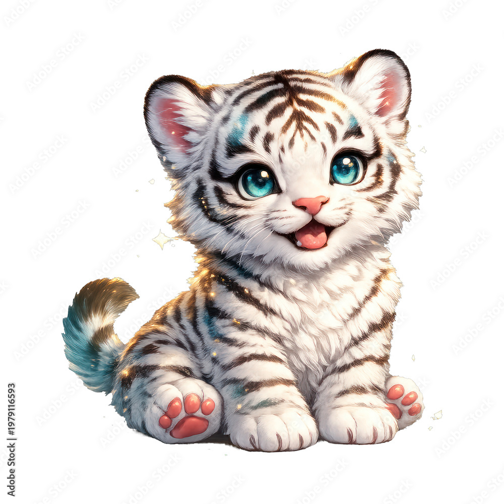 Fototapeta premium PNG Adorable cartoon tiger cub illustration.