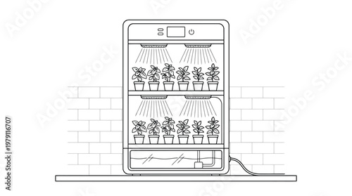 Indoor Vertical Farm Growing Plants.