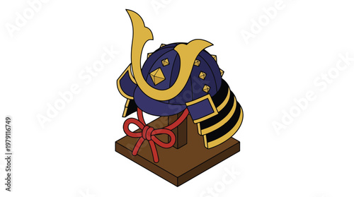 Japanese samurai helmet on display.