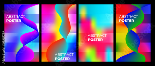Vibrant abstract posters showcasing modern geometric patterns and bold colors Vector, illustration