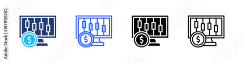Forex Multiple Style Icon Set Collection Pack Web Banner Vector 