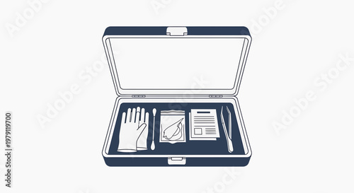 Forensic Kit Open Case Evidence Collection Gloves Tweezers Cotton Swabs Document