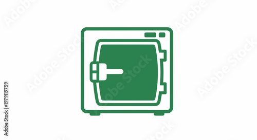 Green Icon of a Washing Machine, Laundry Appliance, Front Load Washer