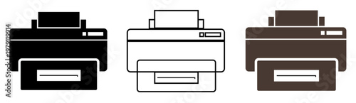 Office Printer Vector Icons – Document Printing and Hardware Symbols