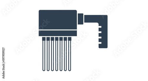 Icon of a modern electronic connector with multiple pins, isolated on white