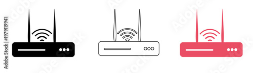Wireless Wi-Fi Router Vector Icons – Internet Connection and Network Symbols