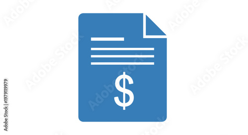 Invoice or Bill with Dollar Sign Icon, Financial Document Symbol
