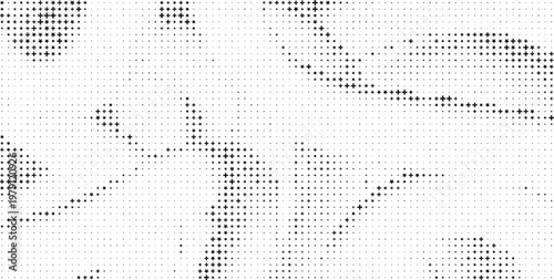 Black and white star plus dot abstract pattern, Monochrome geometric halftone star and cross design