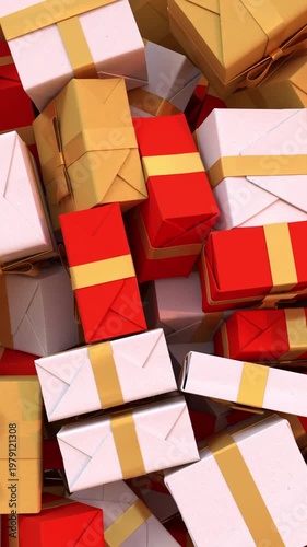 3D animation of gift boxes falling on dark background, Big Sale or Special Limited Offer concept