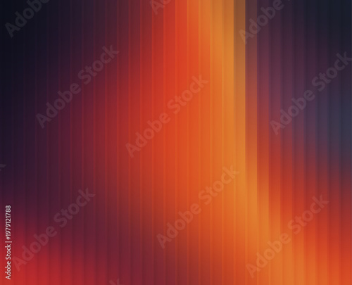 Vibrant orange and red gradient background with vertical lines and dark tones