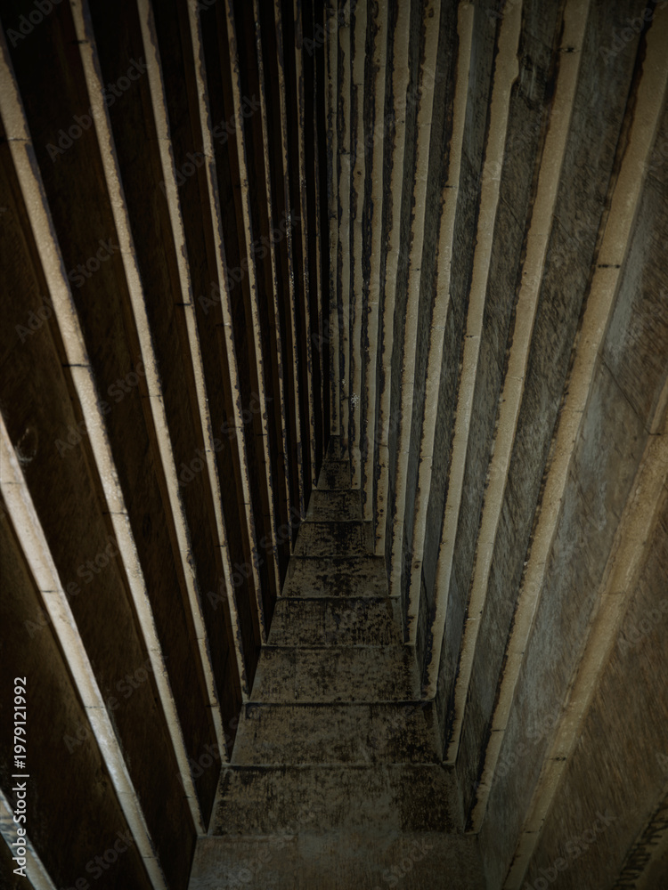 Naklejka premium Corbelled ceiling structure inside the Red Pyramid chamber in Egypt