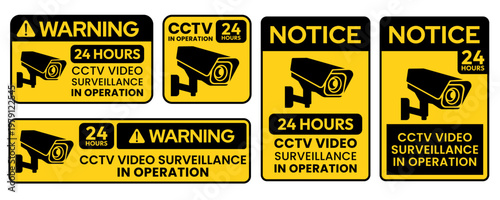 Security Camera or cctv sign, logo, badge, icon, sticker, label, emblem, symbol, black, line, flat vector, isolated illustration. 24 hour. Security Camera cctv for street, home and building concept.
