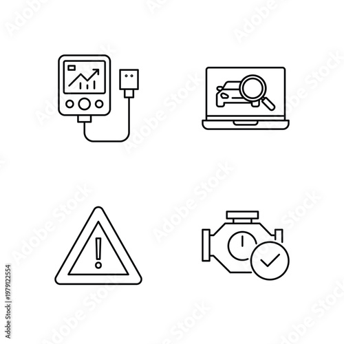 Car Diagnostics and Engine Repair Icon Set