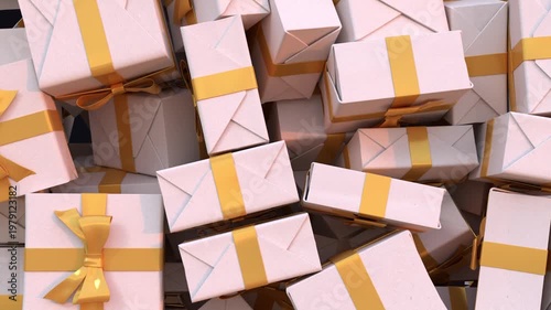 3D animation of gift boxes falling on dark background, Big Sale or Special Limited Offer concept