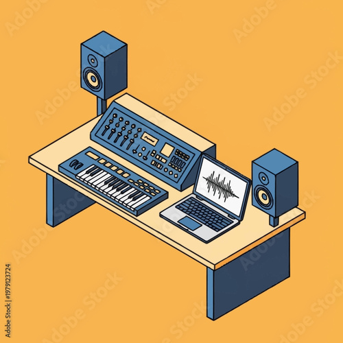 Professional audio mixing equipment setup.