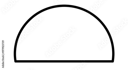 A simple black and white image of a semicircle on a plain background.