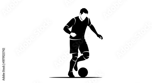 A soccer player controlling the ball with skill and precision on the field.