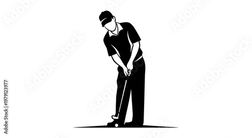 A golfer in action, preparing for a precise shot on the course.