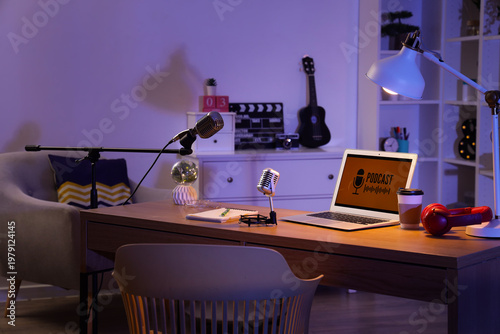 Podcaster's workplace with ...