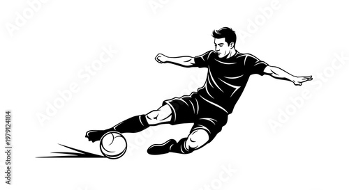 A soccer player kicking the ball with skill and precision on the field.