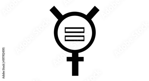 A symbol combining female and mars icons with text inside a circle