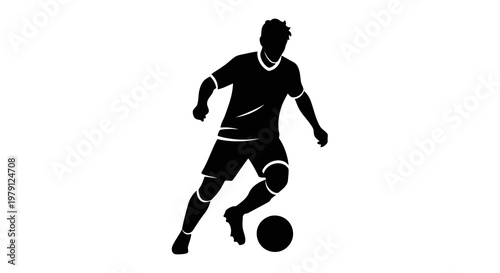 A soccer player in action, dribbling a ball with skill and precision.