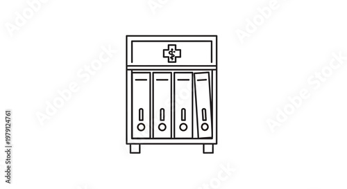 Medical Files Cabinet with Cross Symbol, Healthcare Records Storage, Clinic Document Organizer