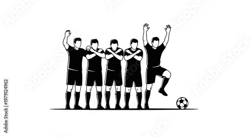 A group of soccer players celebrating a goal together in unity and triumph