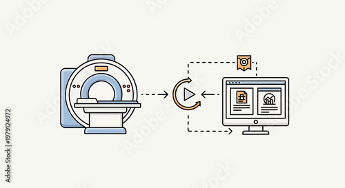 MRI Scanner to Computer Data Transfer and Analysis Concept