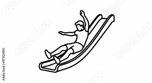 A person sliding down a waterslide with arms outstretched in a fun pose.