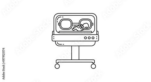 Premature Baby Incubator with Glasses Icon