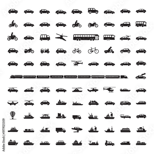 Black and white of various office supplies and tools stationery scissors