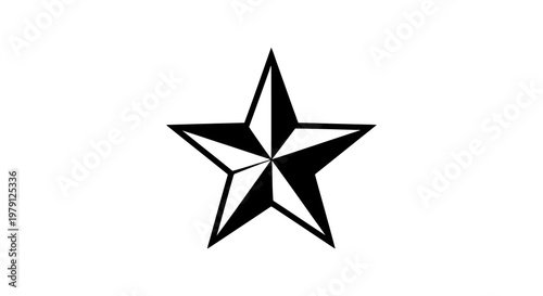 A stylized black star with a 3d effect on a white background.