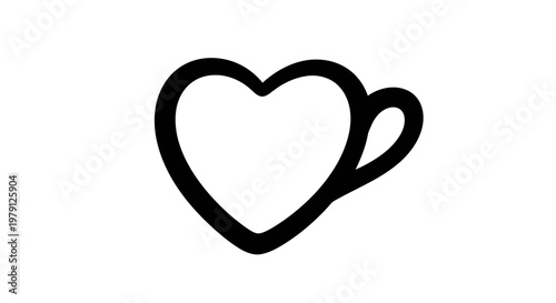 A simple black and white drawing of a mug