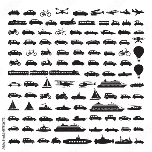 Black and white set of various household and tools household tools kitchenware furniture